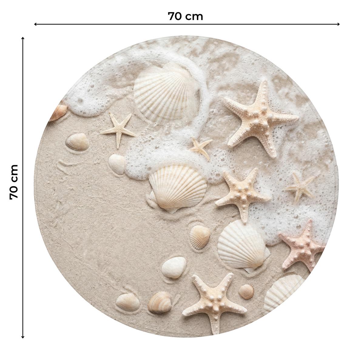 WC-VORLEGER Muscheln - Seesterne - Strand Toilettenteppich 70x70 cm - Sandfarben, Textil (70/1cm) - OnlyWow