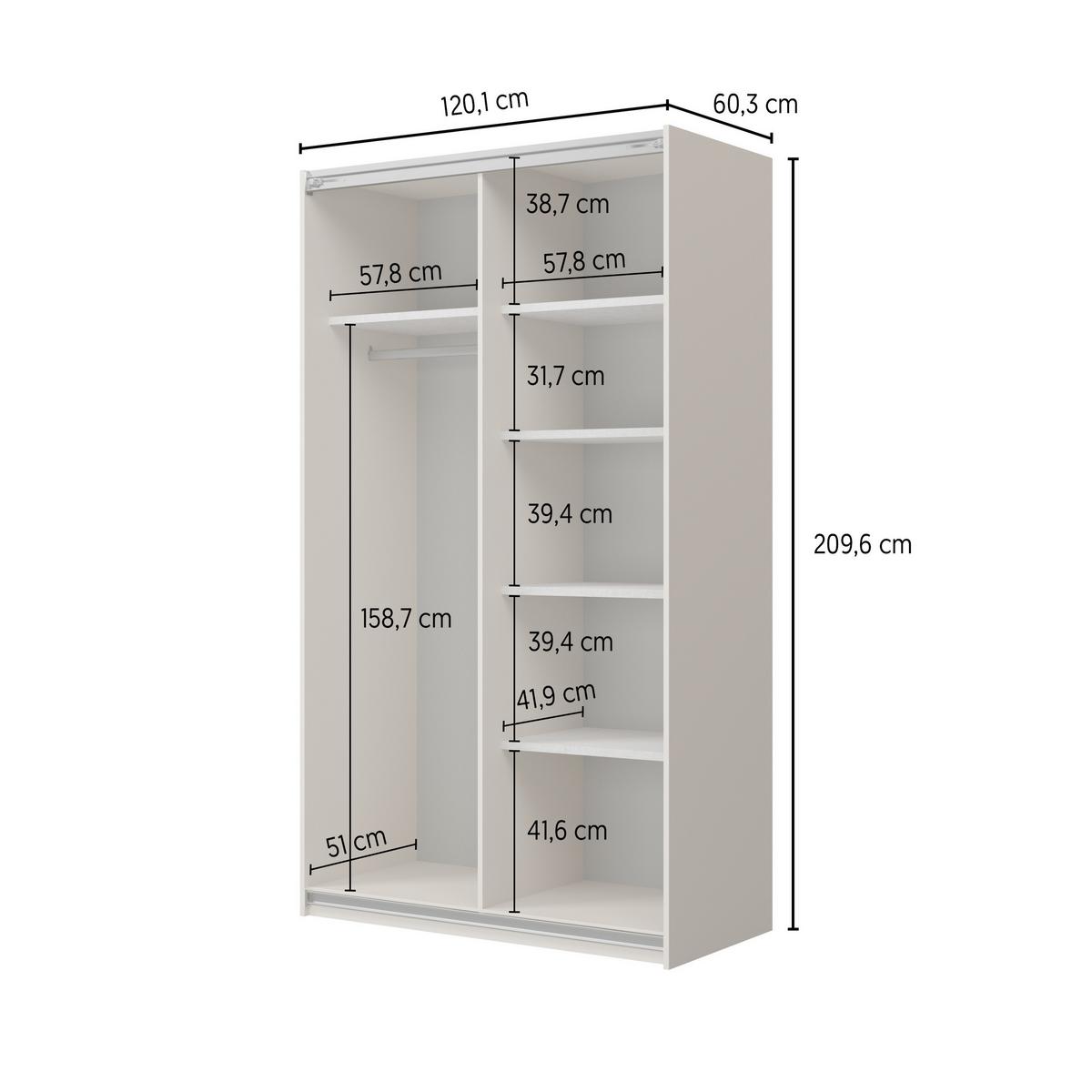 SCHWEBETÜRENSCHRANK LUBERO 120/210/60 cm 3-türig Eiche Lindberg - Eichefarben, Holzwerkstoff (120/210/60cm) - MASSENO