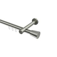 GARDINENSTANGE INNENLAUF Prestige Sitra 260 cm (geteilt in 2 x 130 cm), 1-läufig, 20 mm Ø Edelstahl-Optik - Edelstahlfarben, Metall (260cm) - INTERDECO