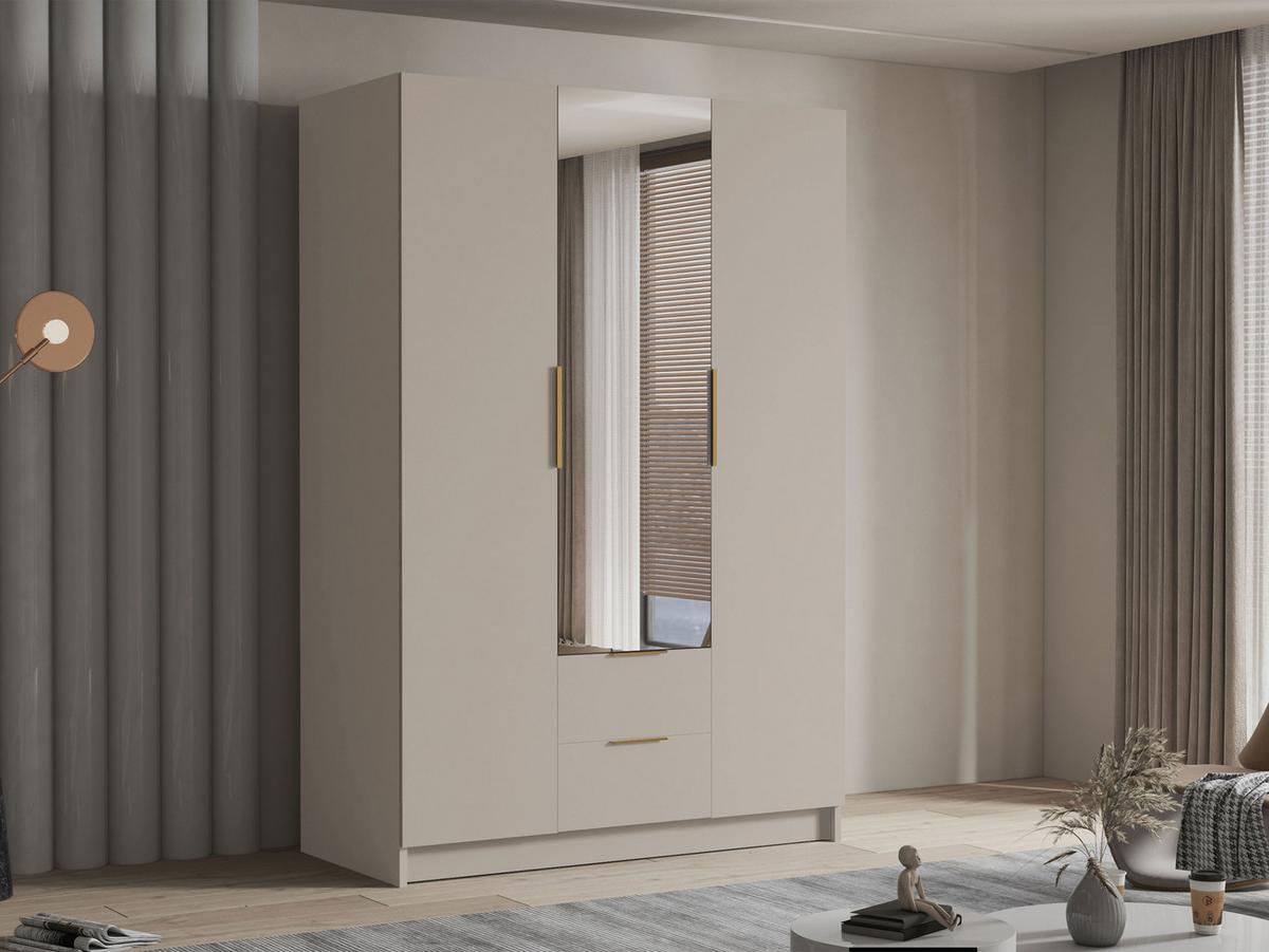 KLEIDERSCHRANK Calwi II - Kaschmir/Goldfarben, Holzwerkstoff/Kunststoff (150/216/60cm) - MIRJAN24