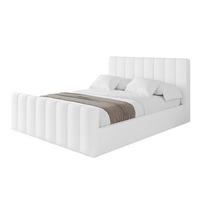 POLSTERBETT mit Bettkasten, Fußteil und Lattenrost, Boxbett mit Matratze H3/H4 - STERA-Z 160x200 Weiß Kunstleder - Weiß Hochglanz, Holzwerkstoff/Textil (160/200cm) - ALTDECOR