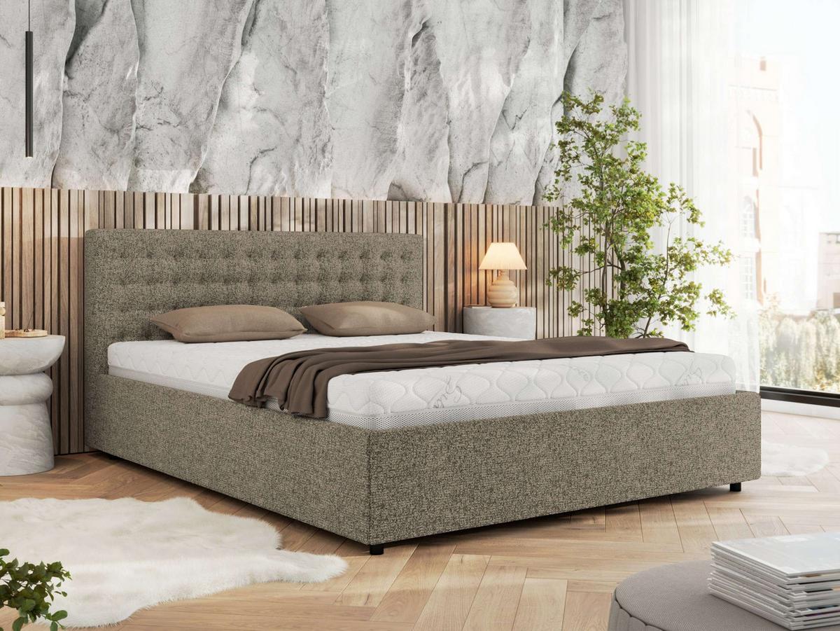 POLSTERBETT PAVO CLASSIC 200/200 - Grau Strukture - ohne Matratze - Grau, Textil (200/200cm) - MKS