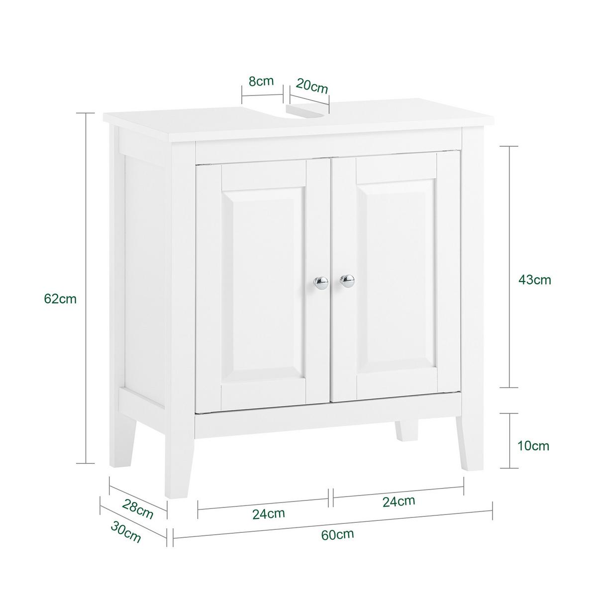 WASCHBECKENUNTERSCHRANK Weiß 60x62x30cm - Weiß, Holzwerkstoff (60/62/30cm) - SoBuy