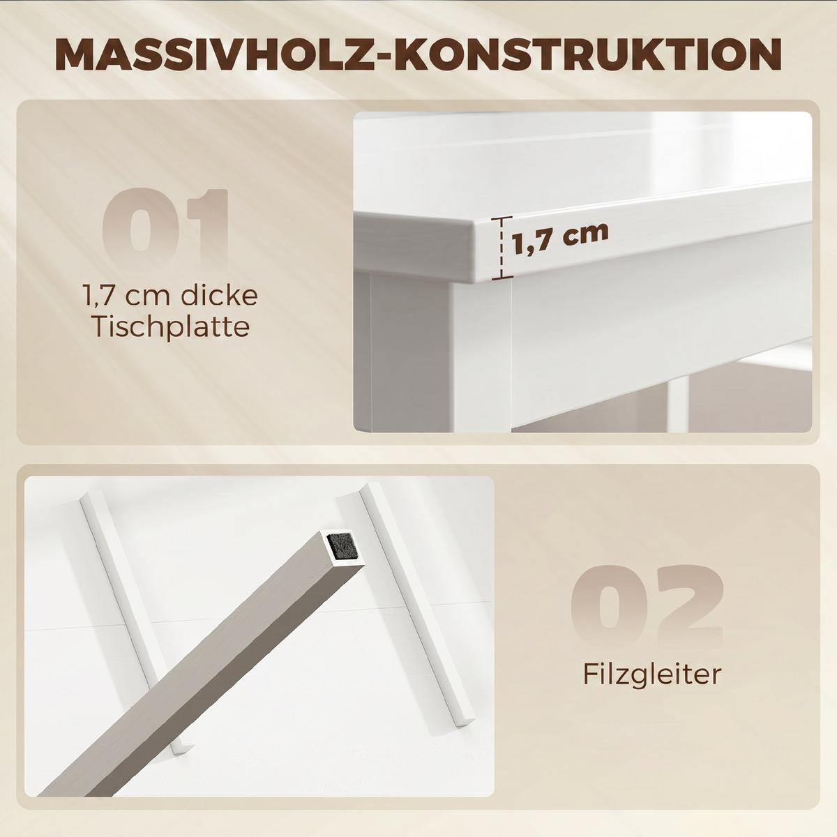 ESSGRUPPE 5er Set Kiefernholz Weiß - Weiß, Holz (73/75/118cm) - HOMCOM