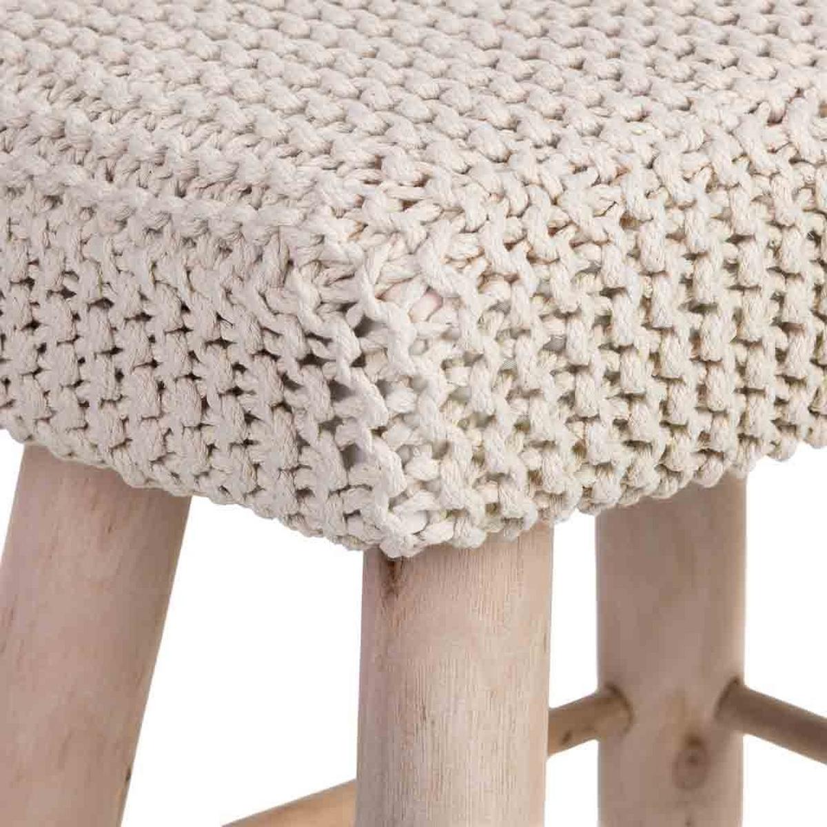 HOCKER aus Holz und Baumwolle, weiß, 26x39x44cm - Weiß, Holz (26/44/39cm) - Wanderlust