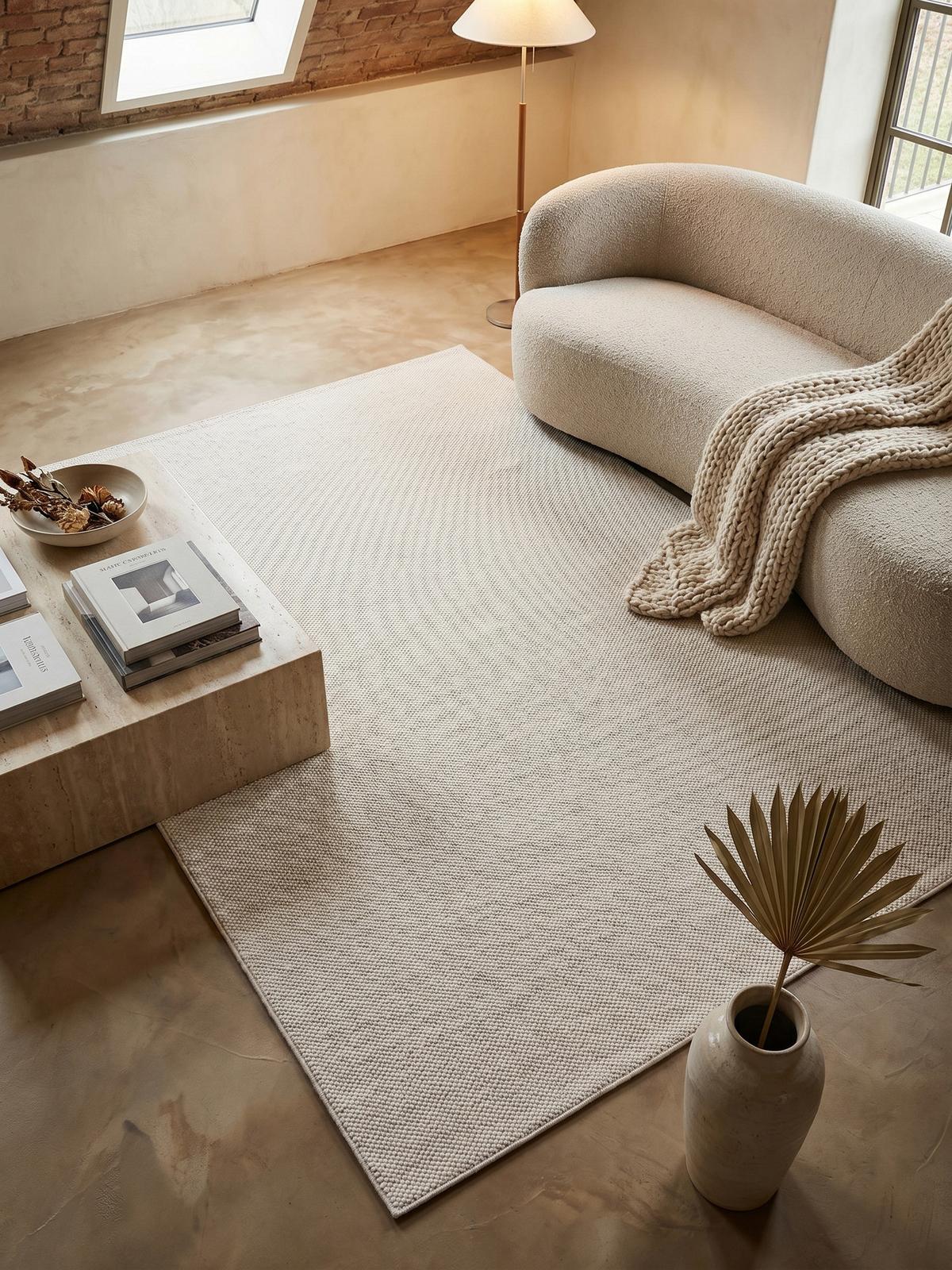 TEPPICH Flachgewebe LANGAU in Creme, meliert, 80 x 150 cm - Beige, Textil (150/80cm) - KADIMA DESIGN