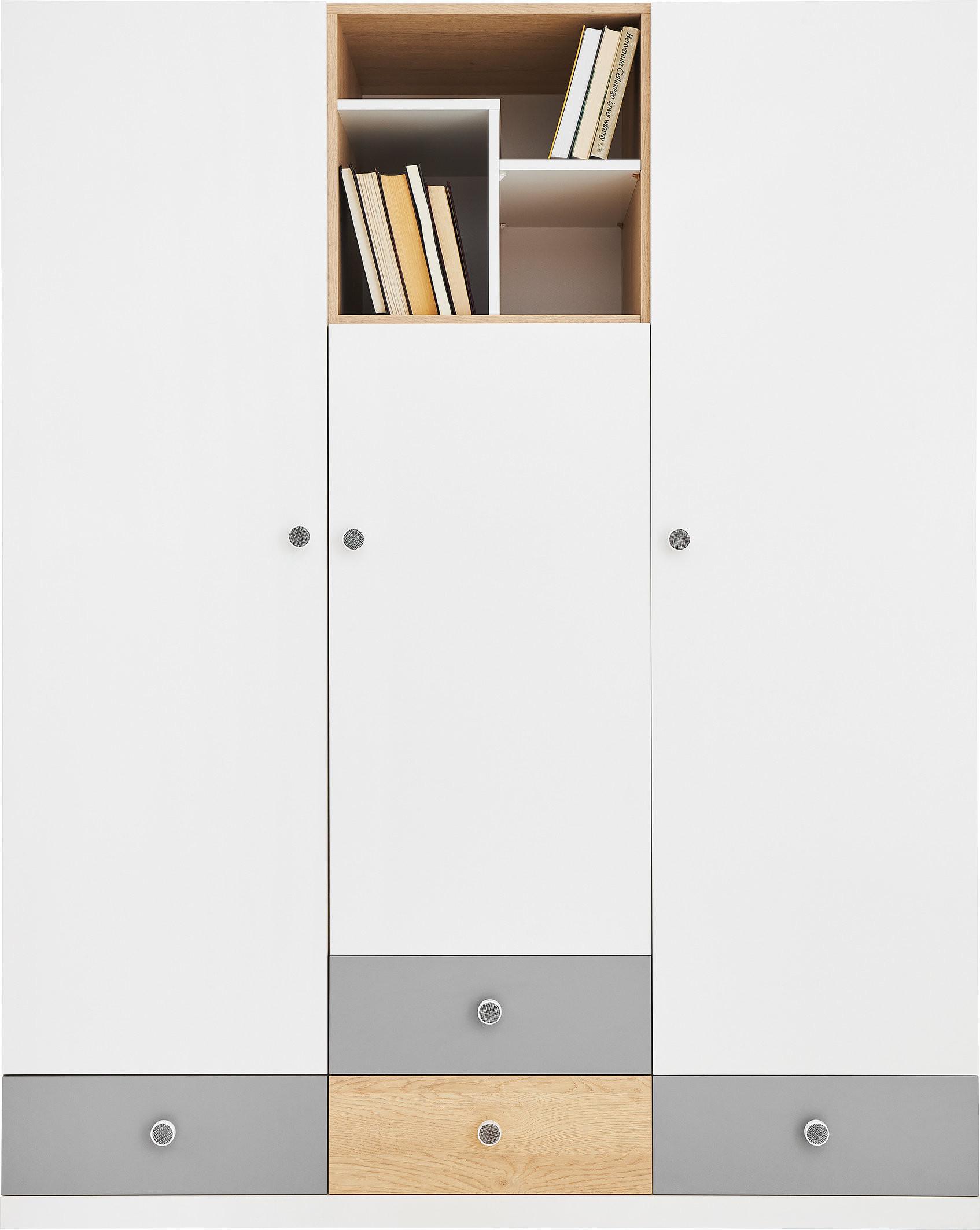 DREHTÜRENSCHRANK BRERA 150/190/50cm 3-türig Eichefarben - Eichefarben/Weiß, Holzwerkstoff (150/190/50cm) - MASSENO