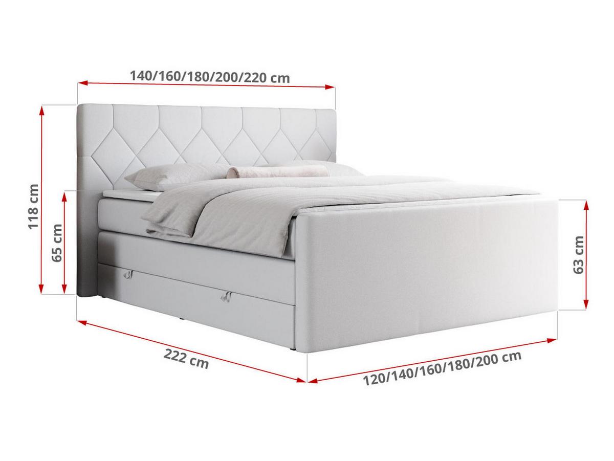 BOXSPRINGBETT KING EIGAR 140/200 Weiß Kunstleder - H3 - Weiß, Holz/Textil (140/200cm) - MKS
