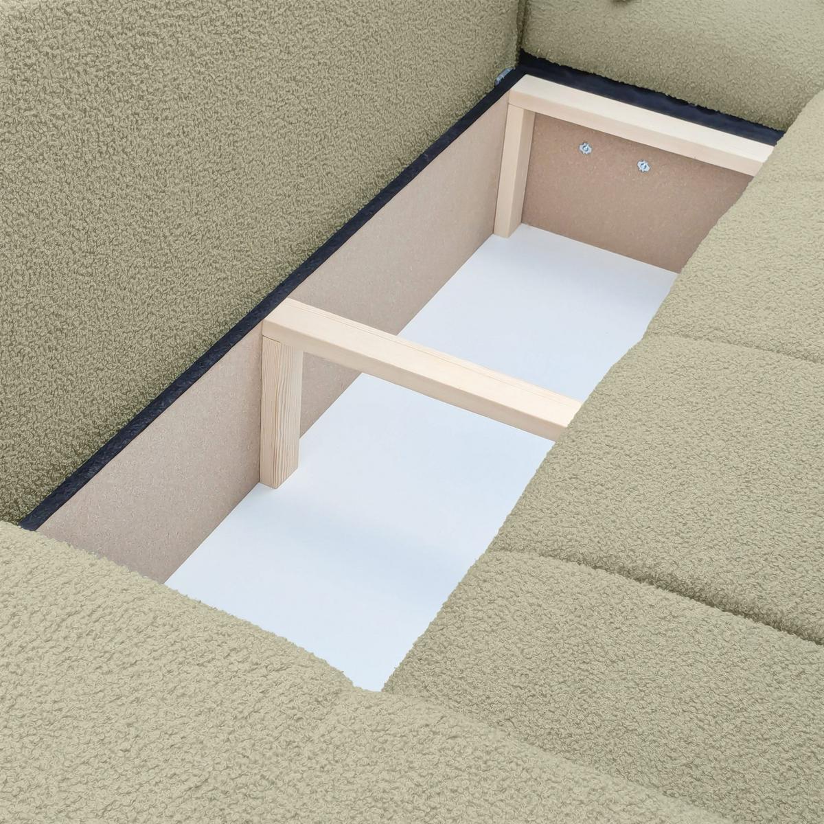 ECKSOFA Anabel Max Mit Schlaffunktion - Grün, Holzwerkstoff/Textil (145/278cm) - Fun Möbel