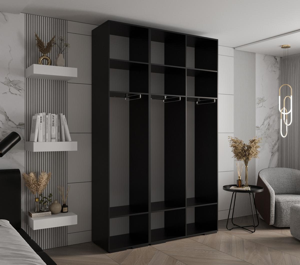 DREHTÜRENSCHRANK 236.7/150/47 3-türig - Schwarz, Holz/Metall (150/236.7/47cm) - MÖBEL KRYSPOL