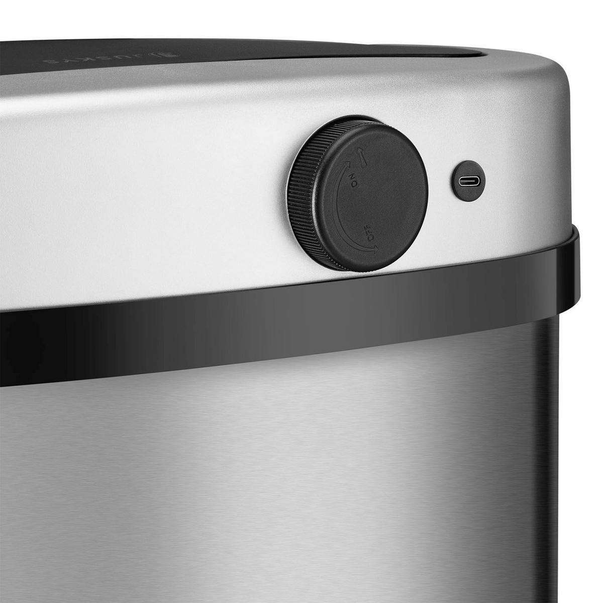 MÜLLEIMER viereckig 50L silber mit Sensor - Silberfarben, Metall (40/58/29cm) - Juskys
