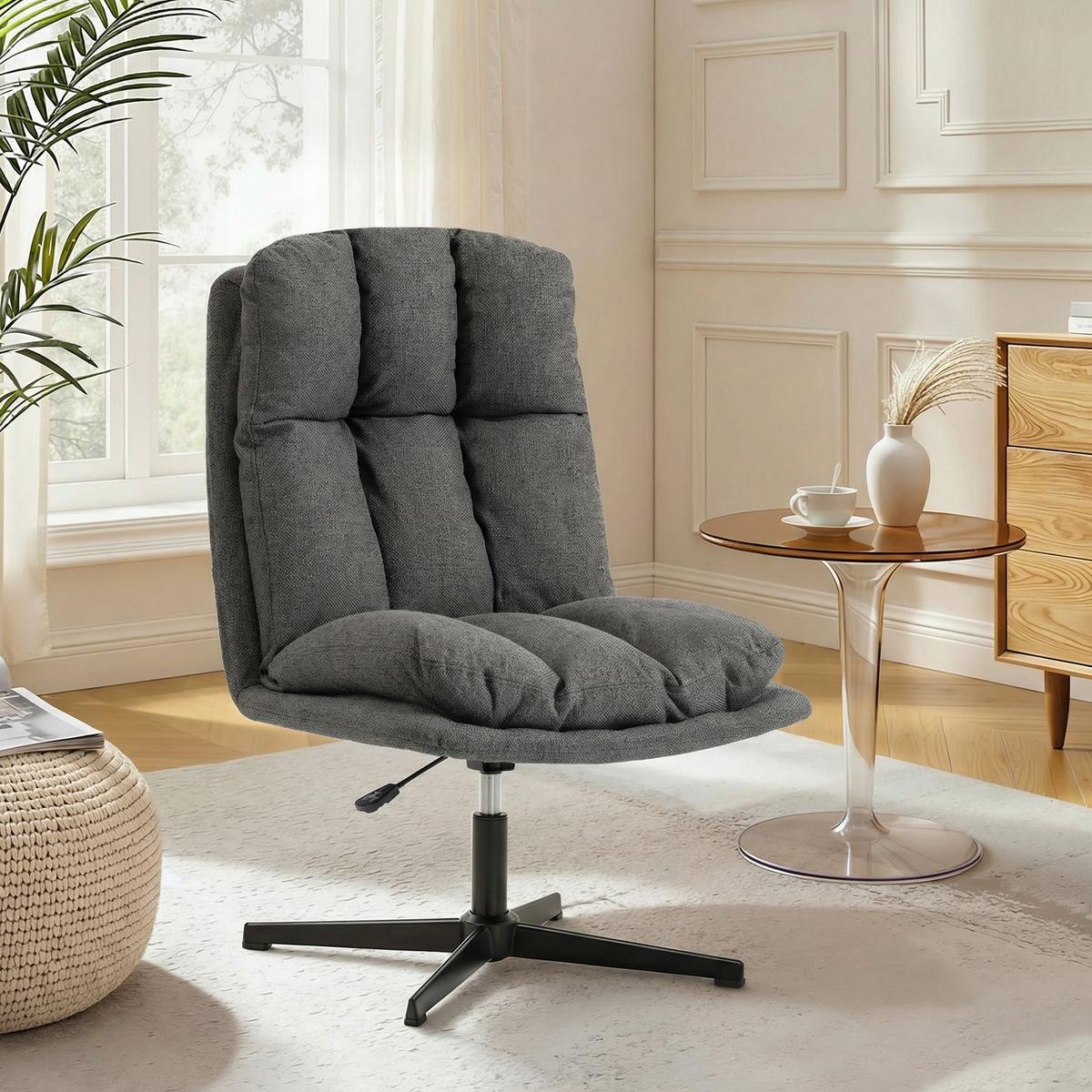 SESSEL höhenverstellbar aus Polyester Dunkelgrau - Dunkelgrau/Schwarz, Textil/Metall (63/102/75cm) - HOMCOM
