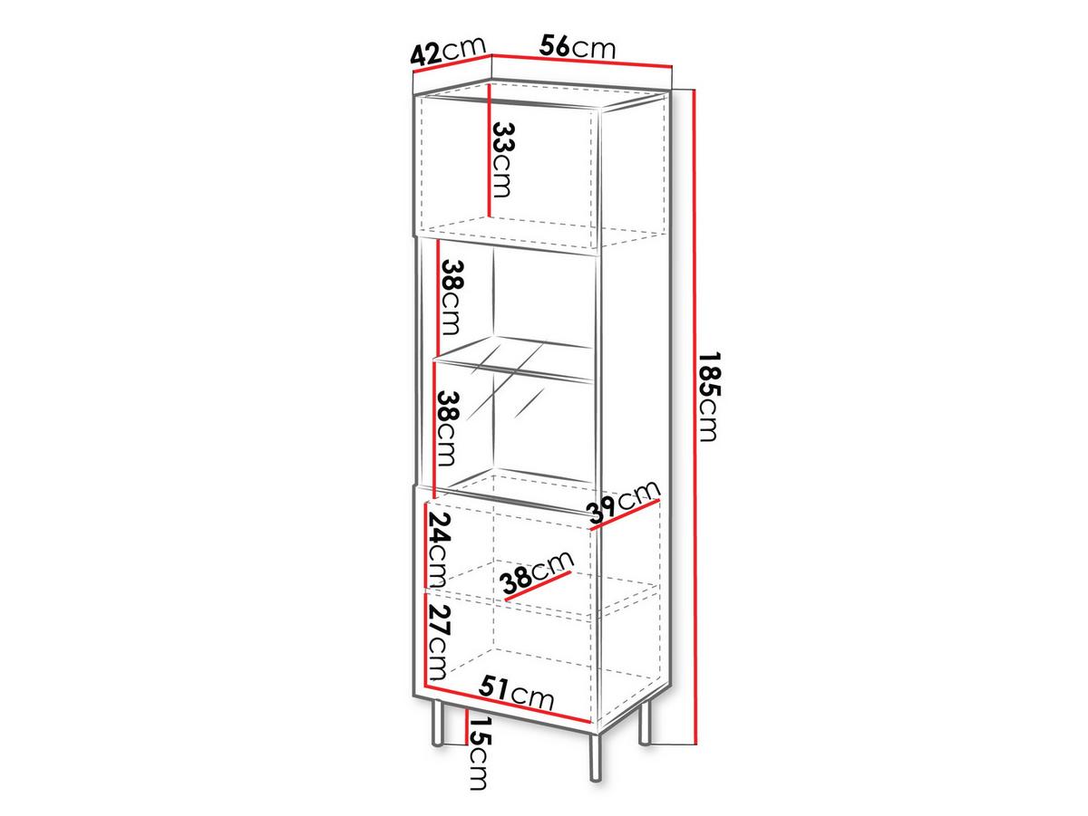 HOCHVITRINE Aruba 56 - Schwarz/Naturfarben, Holzwerkstoff (56/185/42cm) - MIRJAN24