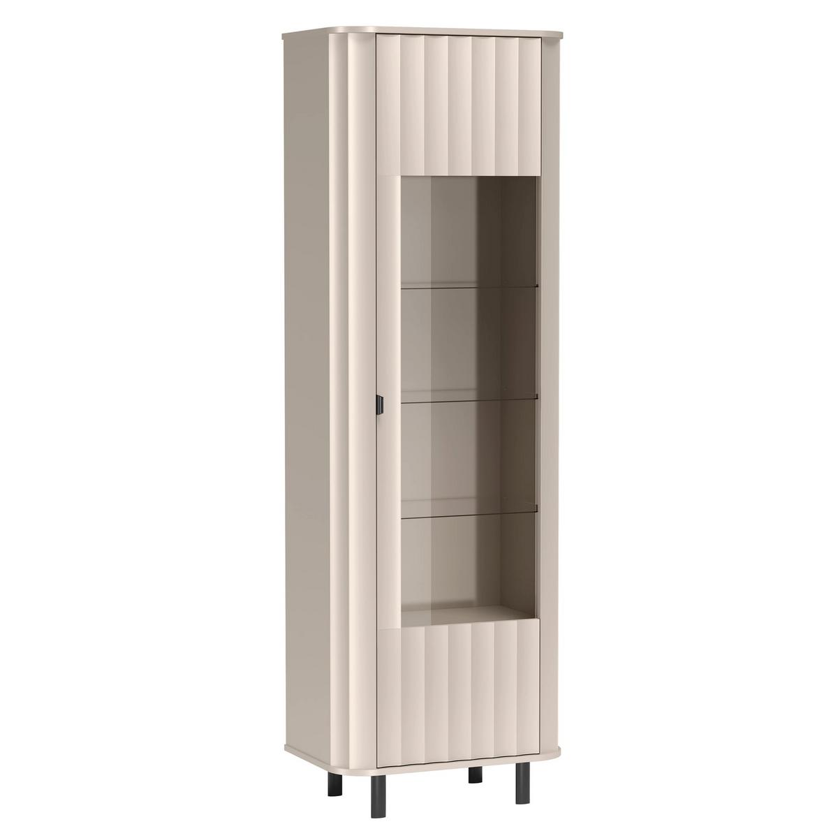 VITRINE Novado Kaschmirgrau 98 cm - Taupe/Schwarz, Holzwerkstoff/Metall (98.3/155/40.5cm) - Selsey