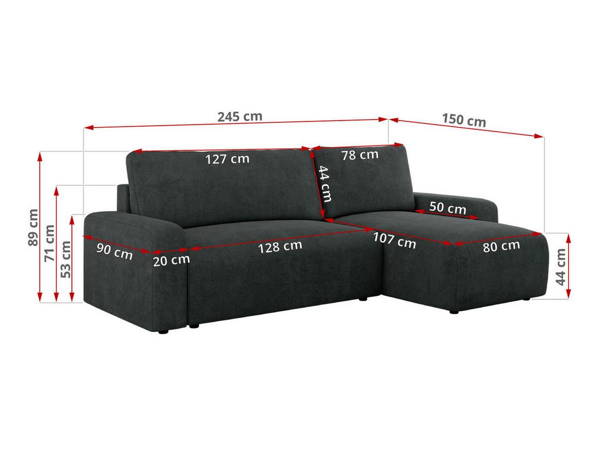 ECKSOFA ARGOS Dunkelgrau Struktur - Dunkelgrau/Schwarz, Kunststoff/Textil (245/150cm) - MKS