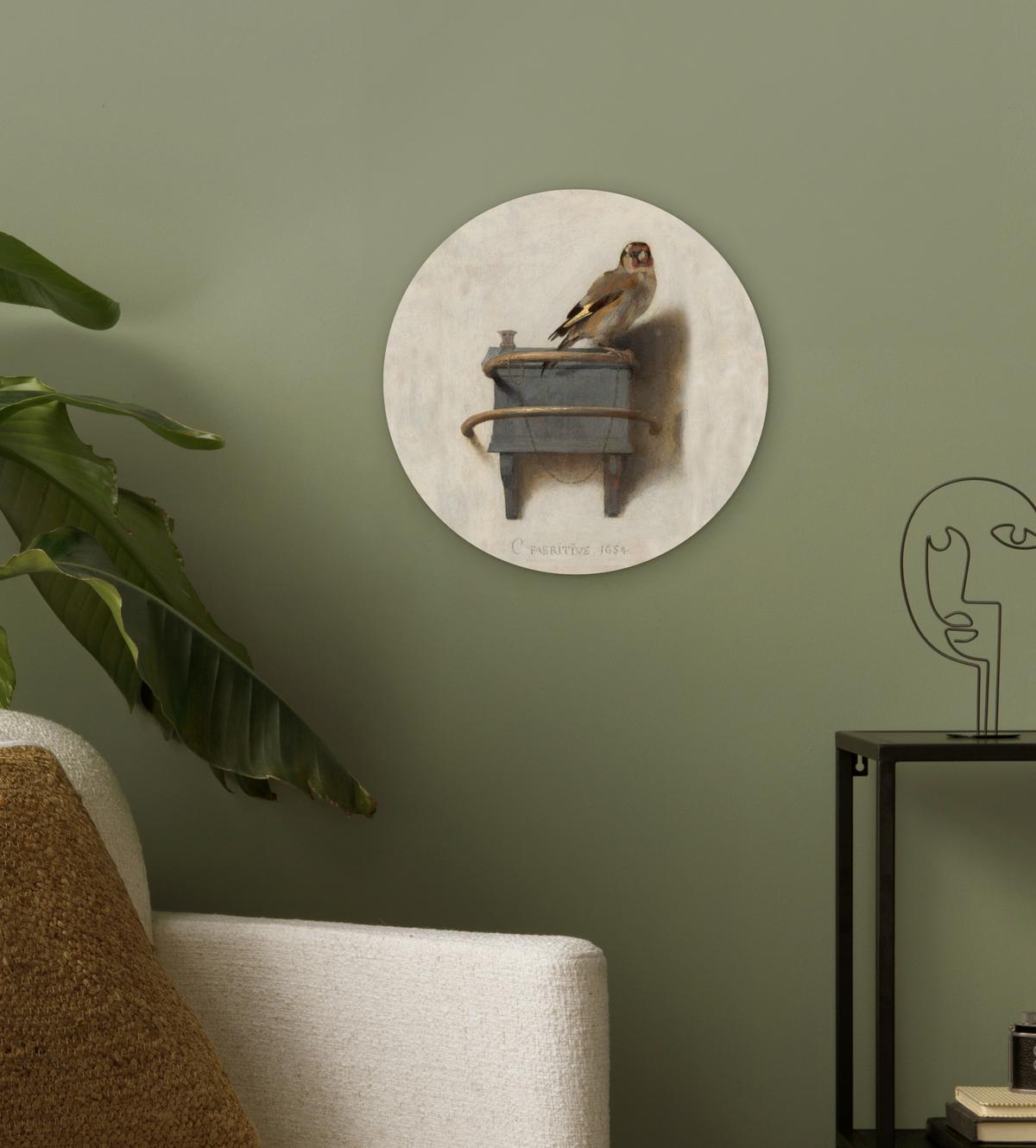 WANDBILD Stieglitz - Alter Meister - Carel Fabritius Deko Wohnzimmer 30x30 cm - Grau, Kunststoff (30/30cm) - MuchoWow