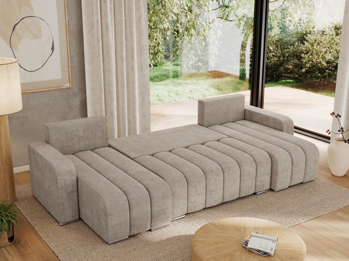 WOHNLANDSCHAFT KIRASSO U Beige Struktur - Beige/Grau, Textil/Metall (320/86/147cm) - MKS