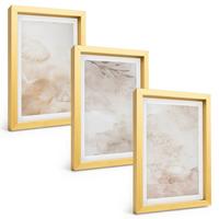 BILDER SET 3er Set - 20x30 cm Goldrahmen - Aquarell-Pastellblätter - Goldfarben, Kunststoff (20/30cm) - TULUP