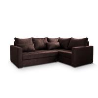ECKSOFA LIRENO R-S Braun Plüsch-Stoff mit Schlaffunktion - Braun/Grau, Holz/Kunststoff (220/153cm) - MASSENO