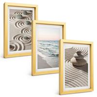 BILDER SET 3er Set - 20x30 cm Goldrahmen - Wellen, Sand, Wasser, Steine, Strand - Goldfarben, Kunststoff (20/30cm) - TULUP