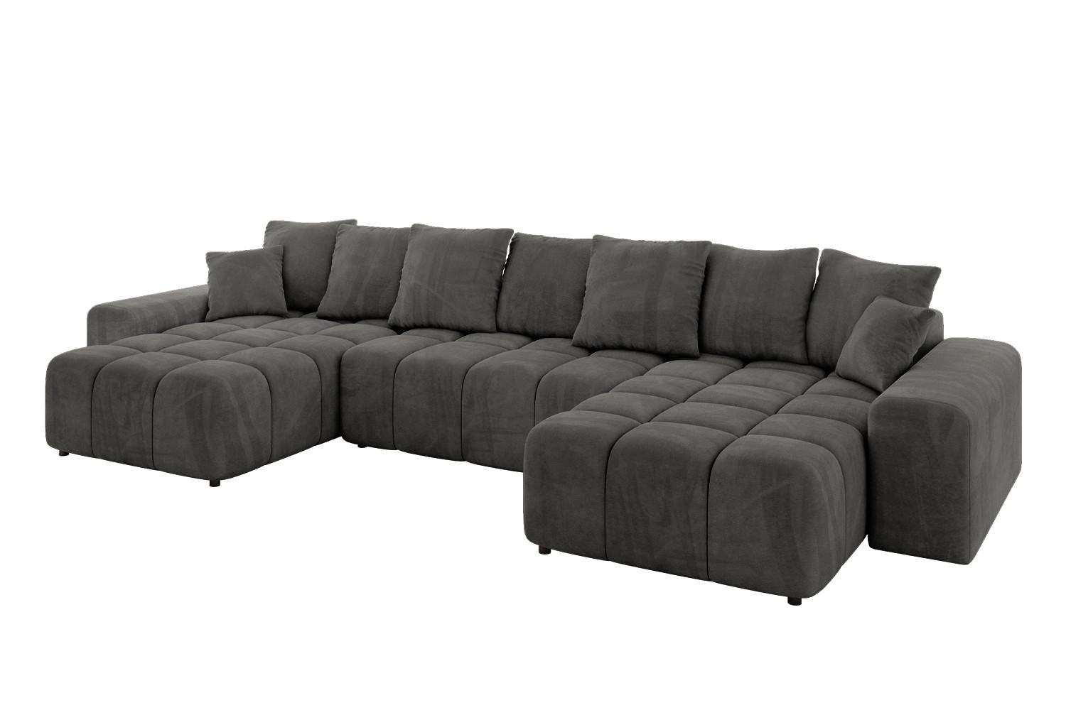 WOHNLANDSCHAFT ENIL-U 401x189x68 Dunkelgrau Velours - Dunkelgrau, Holzwerkstoff/Kunststoff (401/68/189cm) - ALTDECOR