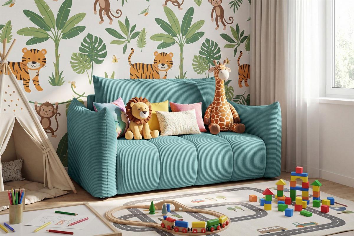 SOFA 2er-sitzer Ontario Mit Liegefunktion - Türkis, Holzwerkstoff/Textil (162/86/101cm) - Fun Möbel