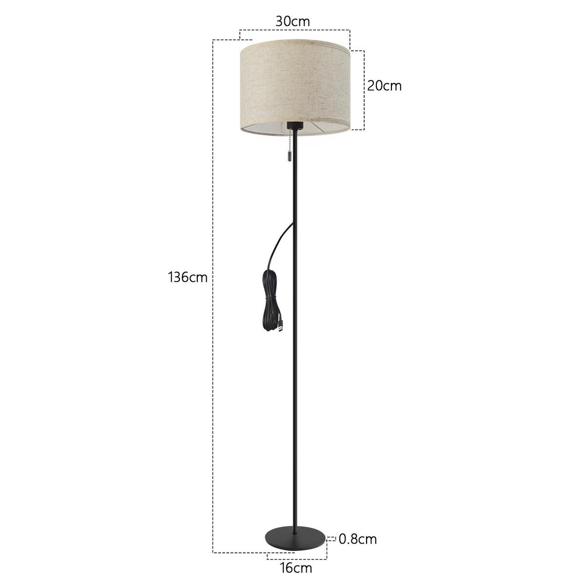 LED STEHLAMPE Liora 30/16/136 cm - Schwarz, Textil/Metall (30/16/136cm) - ZMH