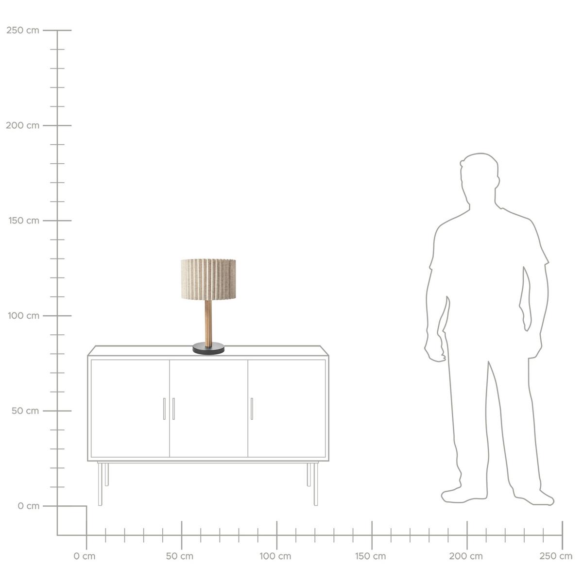 TISCHLAMPE Leinen Hellbeige Belessa - Beige/Schwarz, Textil (30/30/50cm) - Beliani