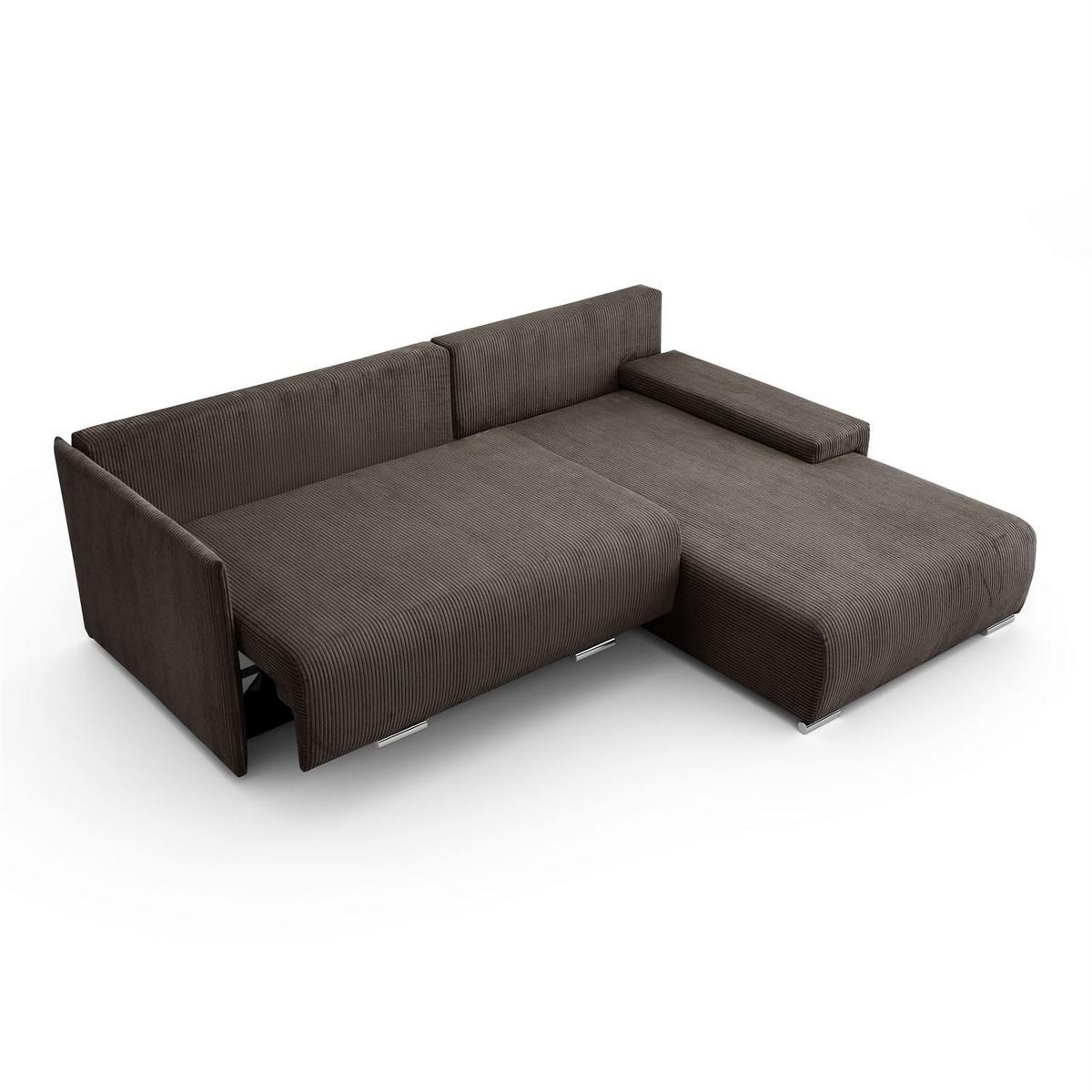 ECKSOFA LAVIO L mit Schlaffunktion und Bettzeugkasten Rechte - Graubraun, Textil (246/188cm) - Lookway