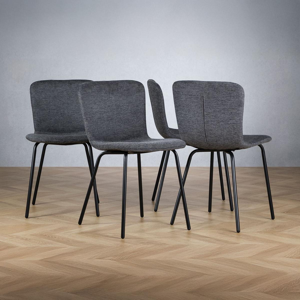 ESSZIMMERSTÜHLE AUDREY 4er-Set schwarz - Schwarz, Textil (43/80/50cm) - IDIMEX