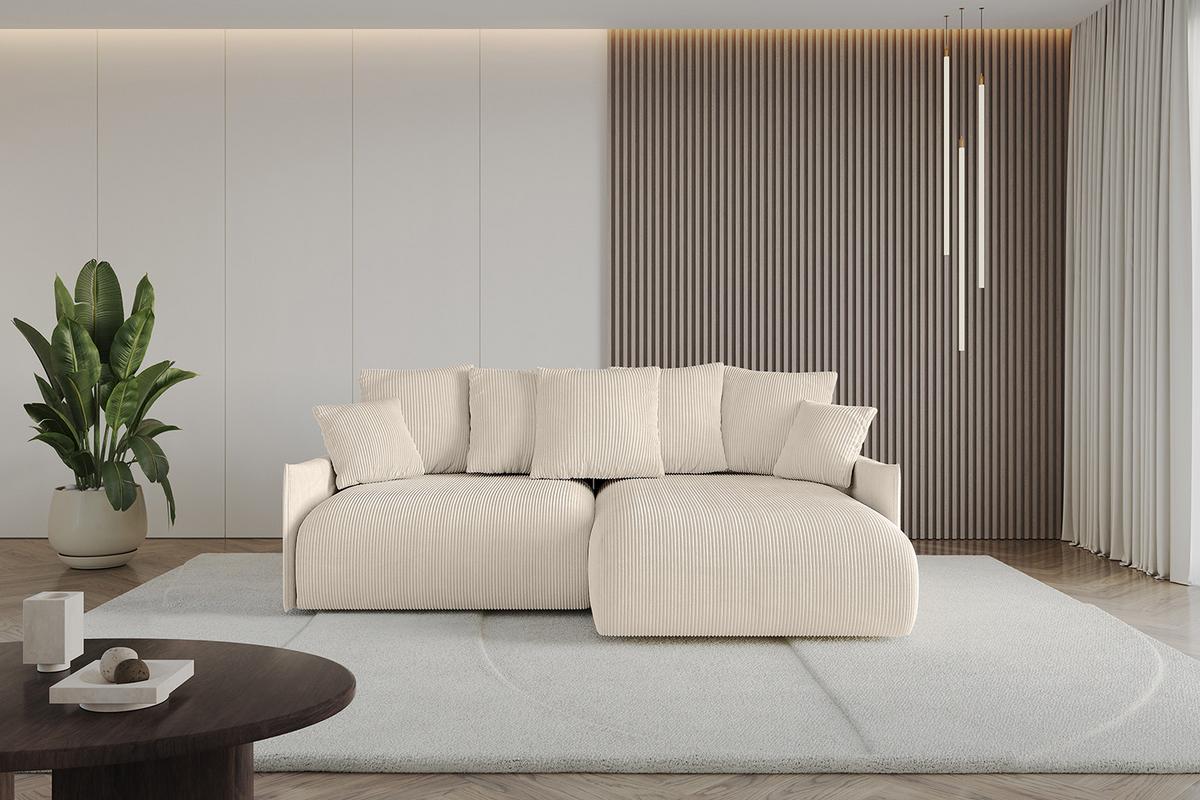 ECKSOFA Ottomane rechts ONESK-L -v1 216x177x72 Beige Cord - Beige, Holzwerkstoff/Kunststoff (177/216cm) - ALTDECOR