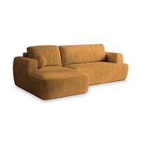 ECKSOFA SENTI P L-S Gelb Kordstoff mit Schlaffunktion - Gelb/Schwarz, Holz/Kunststoff (246/148cm) - MASSENO