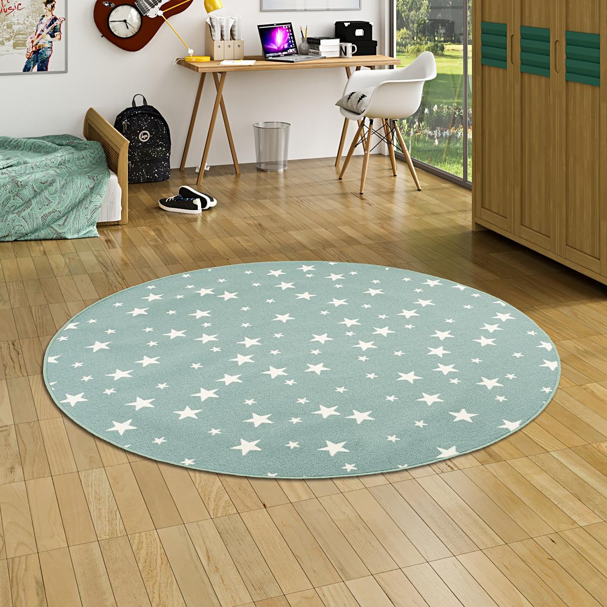 KINDER SPIEL TEPPICH STERNE RUND - Mintgrün, Textil (200/200cm) - Snapstyle