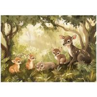 FOTOTAPETE Kinderzimmer Wald Tiere Tapete Kinder 400x280 - Multicolor, Papier (400/280cm) - Wallarena