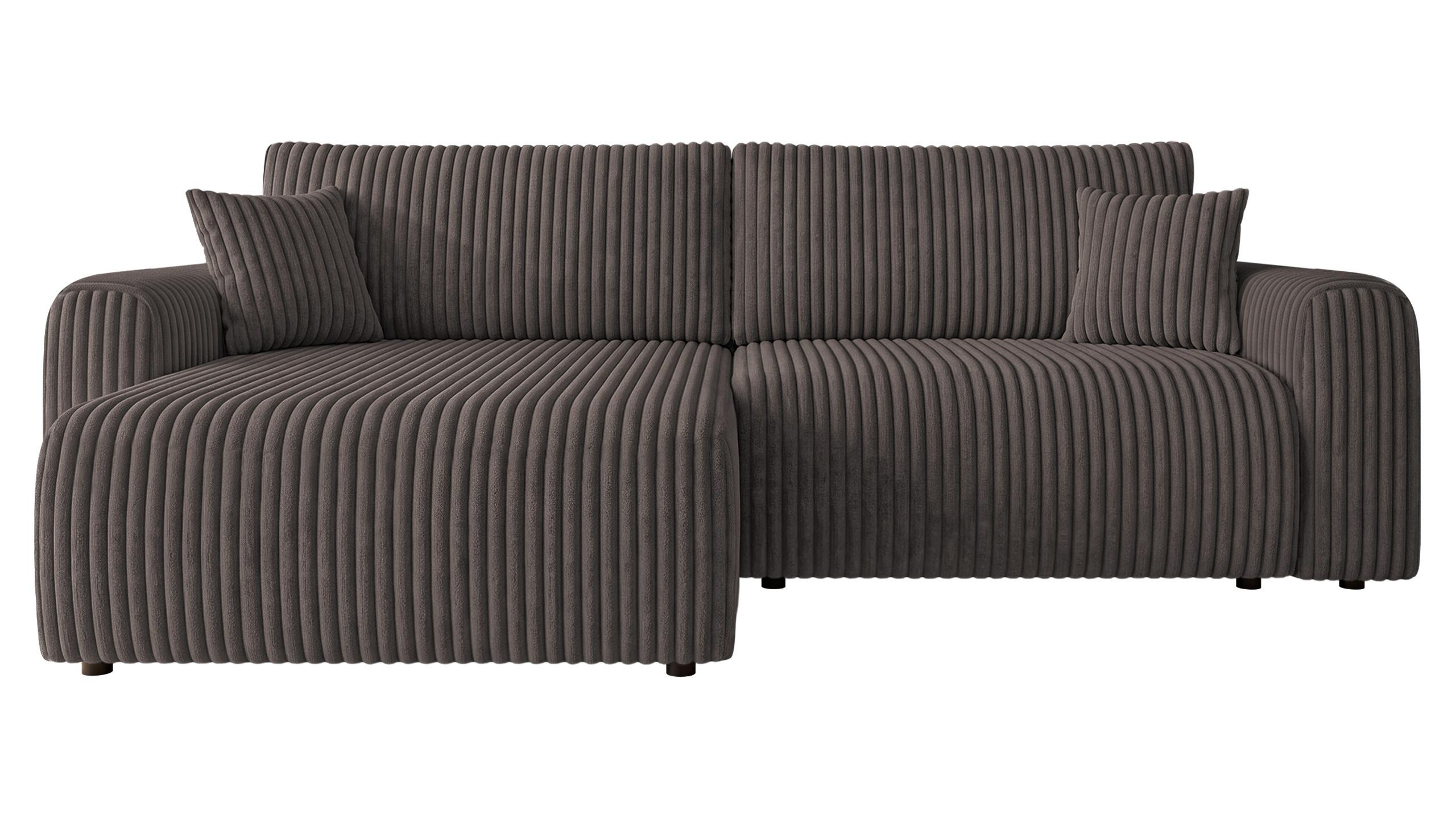 ECKSCHLAFSOFA Floryn L Cord Bis - Schwarz/Braun, Holz/Kunststoff (245/145cm) - MIRJAN24