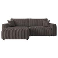 ECKSCHLAFSOFA Floryn L Cord Bis - Schwarz/Braun, Holz/Kunststoff (245/145cm) - MIRJAN24