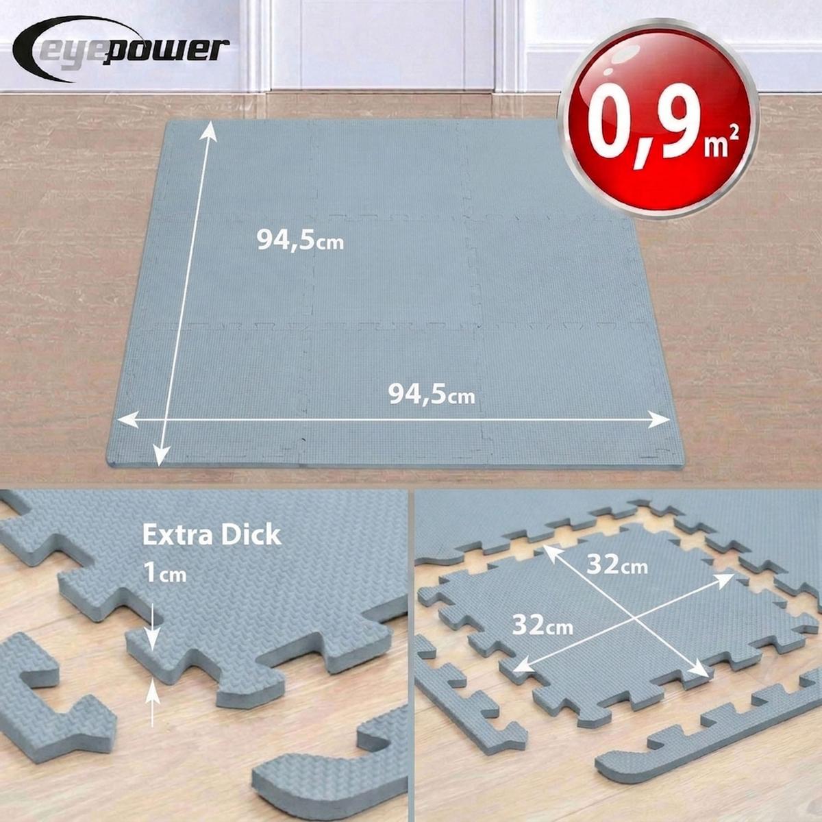BODENSCHUTZMATTE 30x30x1 cm, Grau, 9er Set - Grau, Kunststoff (30/30cm) - eyepower