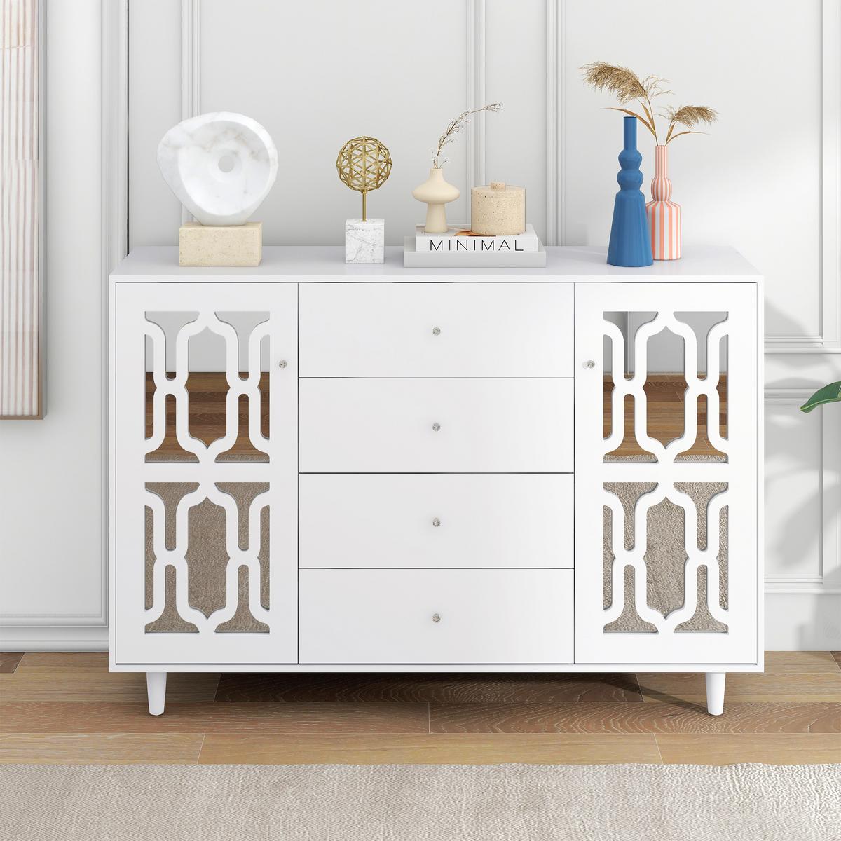 SIDEBOARD White 147.5/40/102 cm - Weiß, Holz (147/102/40cm) - Urban Meuble