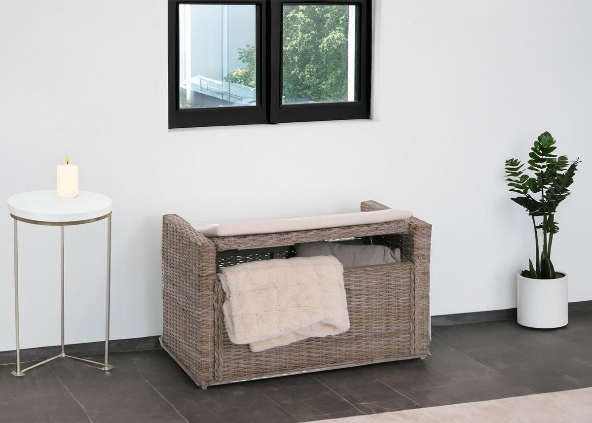 AUFBEWAHRUNGSTRUHE Grau, Braun - Braun, Holz (88/51/44cm) - MCW