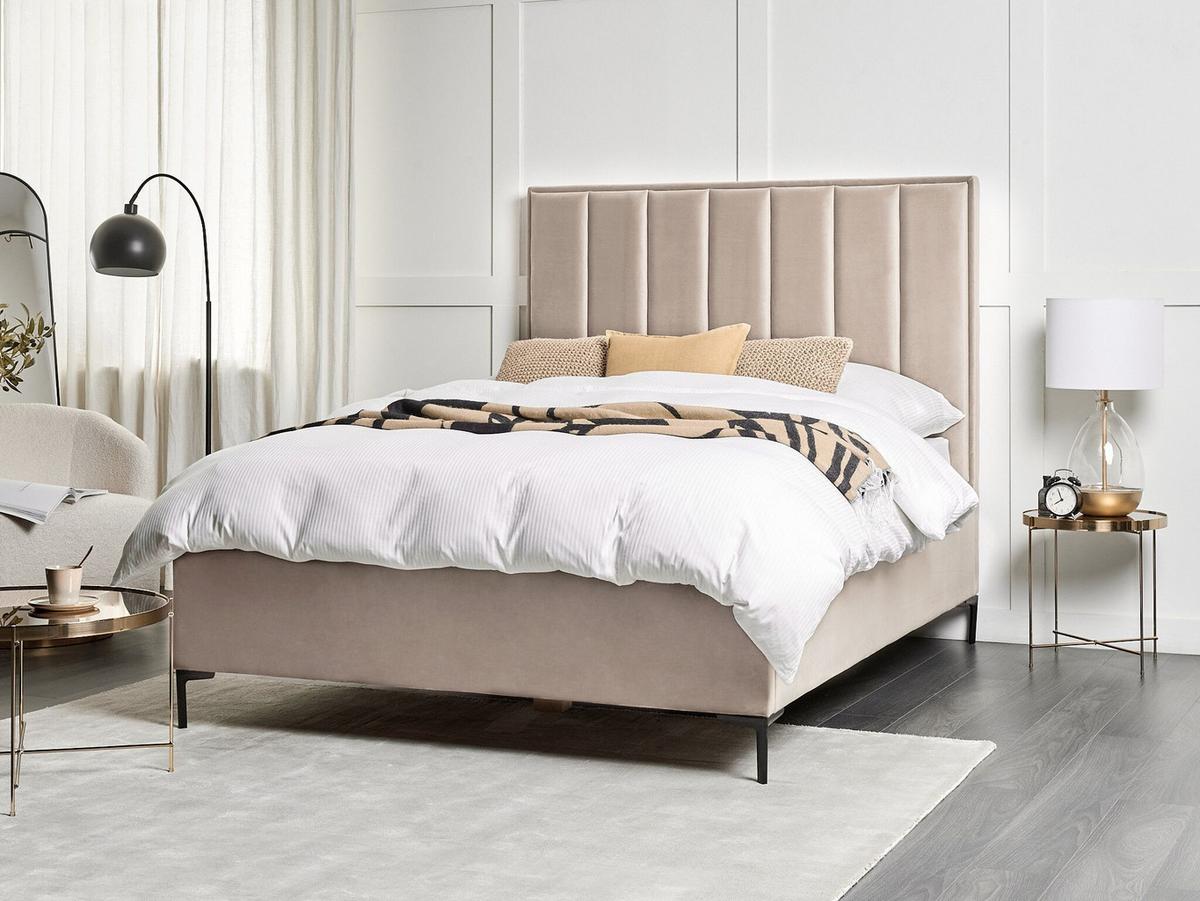 POLSTERBETT 160x200 cm Beige Sezanne - Taupe, Textil (160/200cm) - Beliani