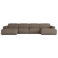 WOHNLANDSCHAFT Sellmo 368 cm - Hellbraun/Schwarz, Kunststoff/Textil (374/70/166cm) - Selsey