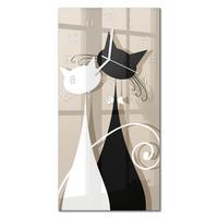 WANDUHR aus Glas 30x60 cm - Katzen - Beige, Glas (30/60/0.4cm) - TULUP