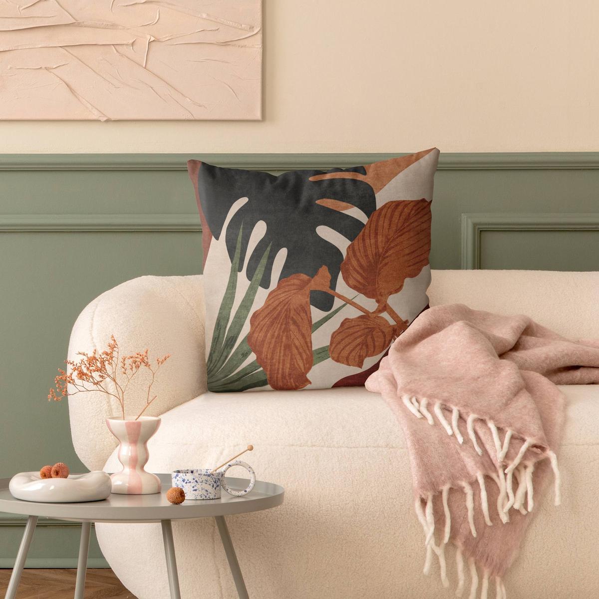 KISSENBEZUG Tropische Boho Blätter 40/40 cm - Beige, Textil (40/40cm) - Bilderwelten