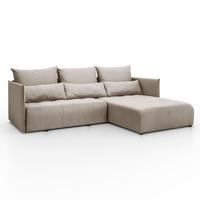 ECKSOFA APOLLO L mit Schlaffunktion und Bettkasten – rechte Seite - Beige, Textil (246/188cm) - Lookway