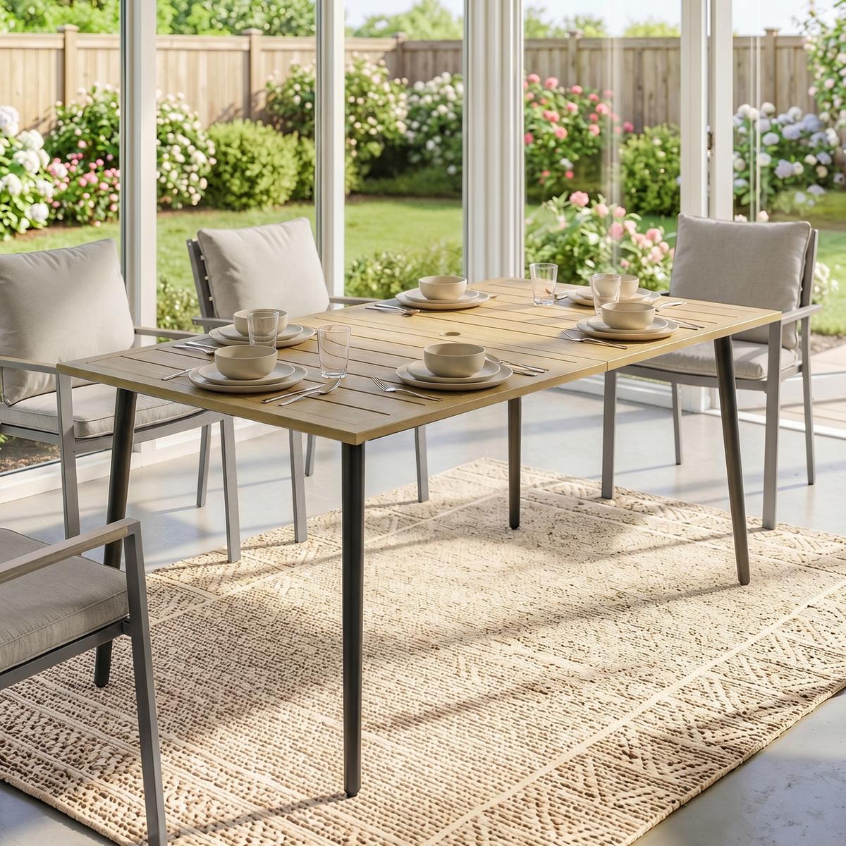 GARTENTISCH rechteckig 150/90/73 cm Braun - Braun, Metall (150/90/73cm) - Outsunny