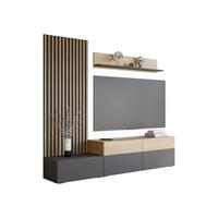 WOHNWAND Narezi I - Eichefarben/Graphitfarben, Holzwerkstoff/Kunststoff (225/209/40cm) - MIRJAN24