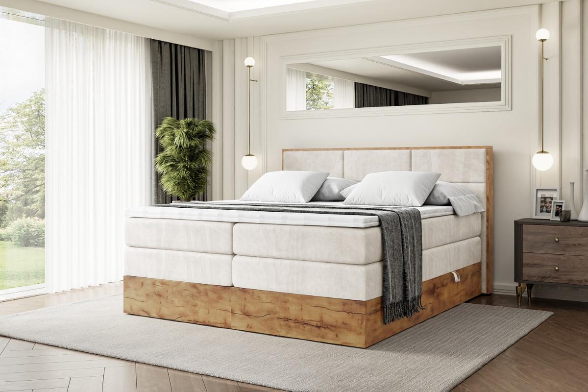 BOXSPRINGBETT mit Matratze H3|H4 und Lattenrost - LOLLI1 KING-140x200 - Beige Casablanca - Beige, Holzwerkstoff (140/200cm) - ALTDECOR