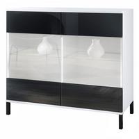 KOMMODE Bari Schwarz Hochglanz - Schwarz Hochglanz, Holzwerkstoff (92.5/83.5/35cm) - Vladon