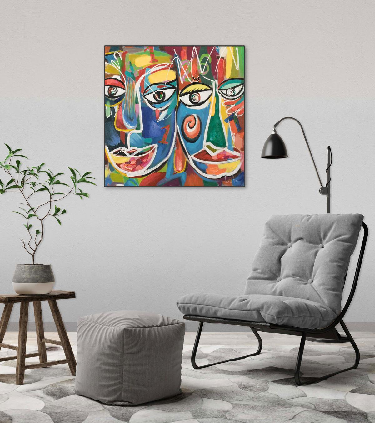 ACRYLBILD HANDGEMALT 60/60 cm - Weiß, Holz/Textil (60/60cm) - KUNSTLOFT