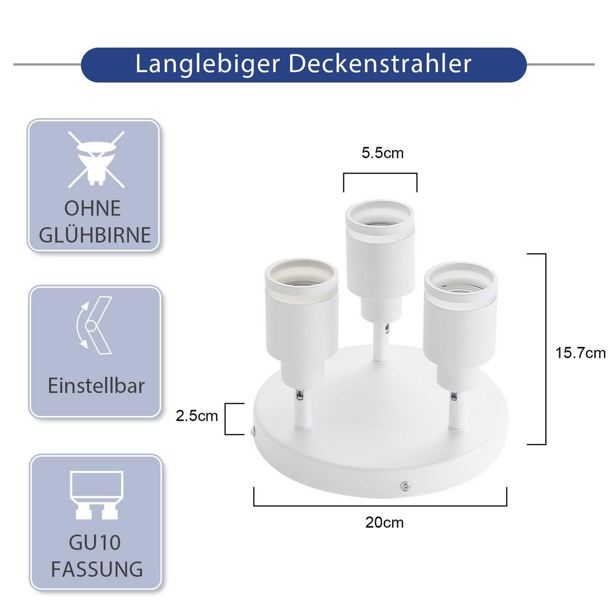 STRAHLER Faszination 3-flammig 20/20/15.7 cm - Weiß, Metall (20/20/15.7cm) - ZMH